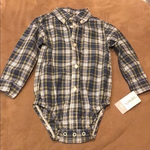 Baby button down shirt with onesie bottom